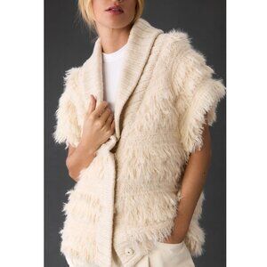 By Anthropologie Shaggy Sweater Vest Ivory XS - S